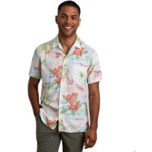 Faherty Mens XL Hawaiian Kona Camp Shirt Tropical Beach Sailboat Button Down